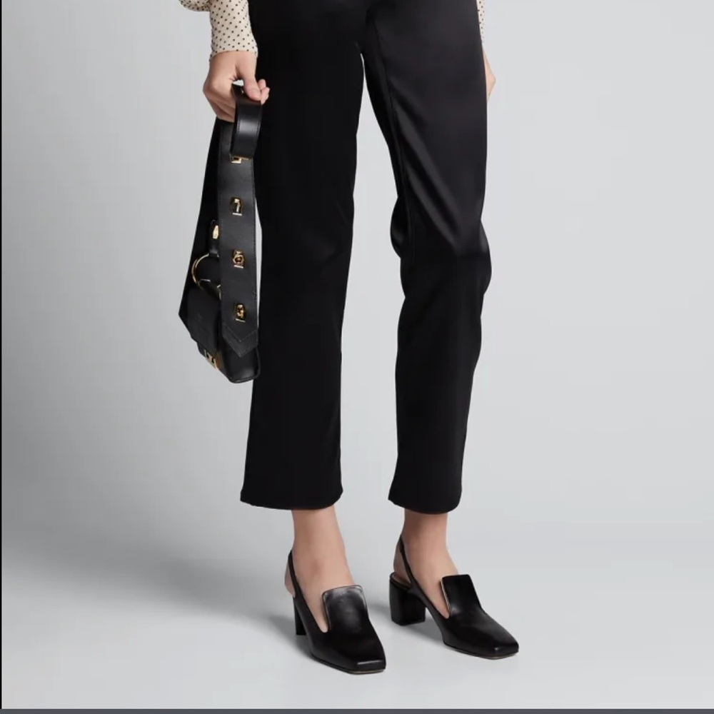 Tibi Evon Embossed Black Leather Slingback Pump Size EU 38.5 US 8.5